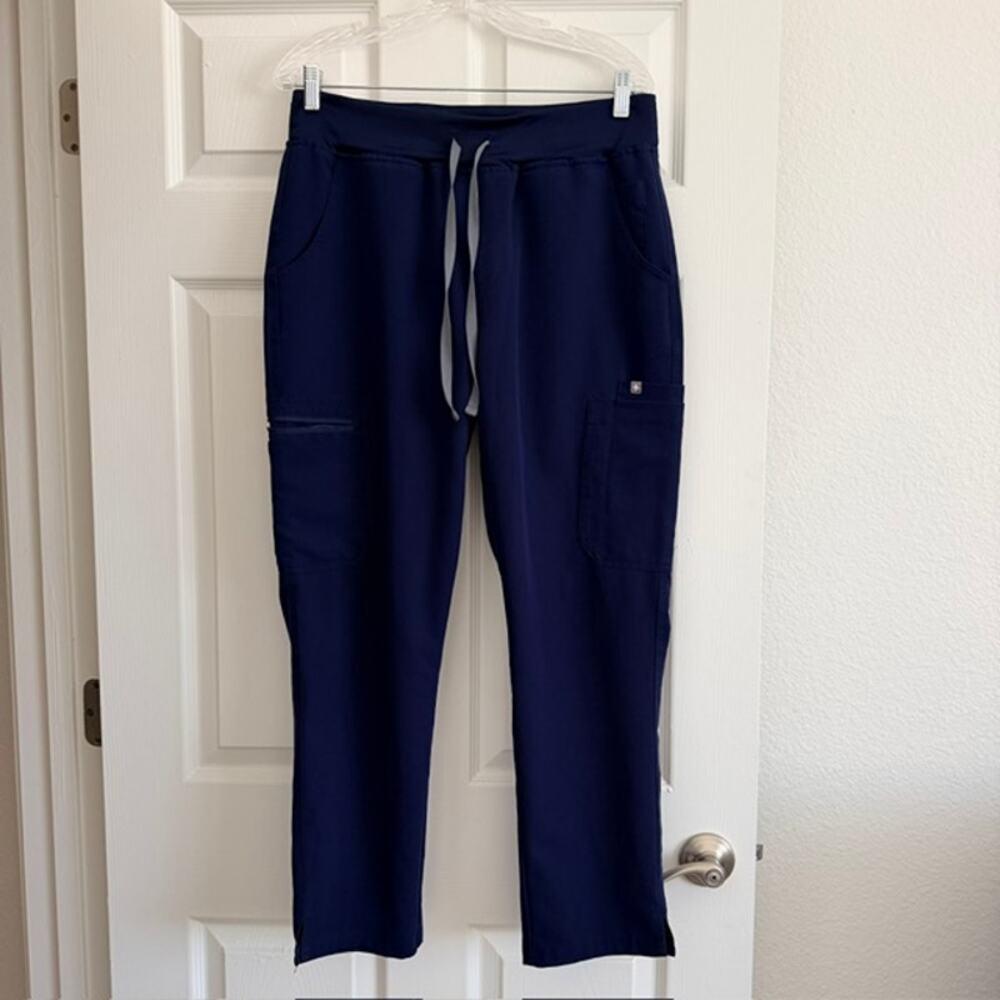 FIGS Scrubs Technical Collection Bottoms Navy Blue Pockets Drawstring Women's LP